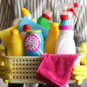 cleaning products in the basket from Dev Foods, Melbourne - Specialised Food Packaging & Cleaning Products Distributor