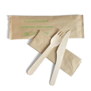 Wooden Fork/Knife/Napkin Set